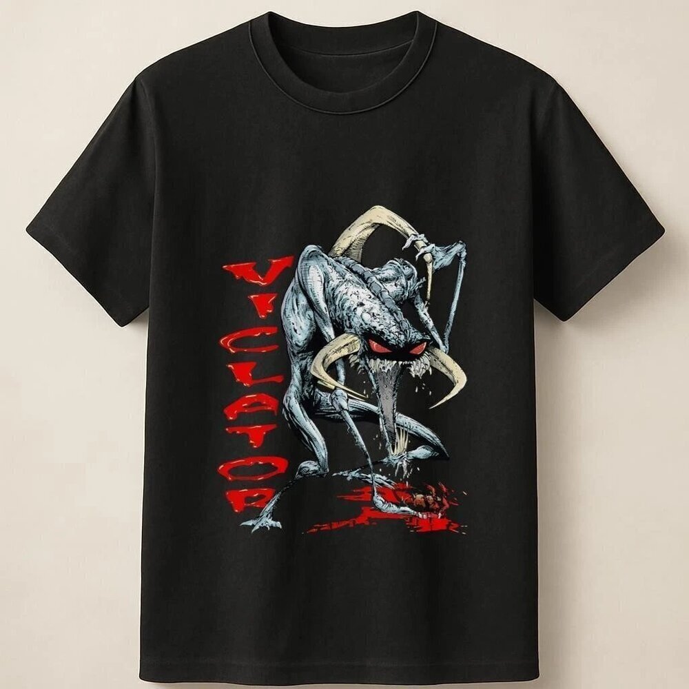 Violator Spawn Horror Villain Graphic With Blood Splatter Unisex T Shirt .